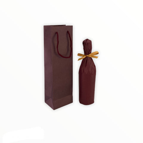 Buste Shopper in Carta Vinaccia per bottiglie, maniglie in Cotone, 10 pezzi 12x9x39cm