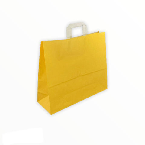 Buste shopper in carta gialla con maniglie piatte