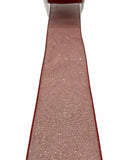 Nastro Organza Rosso con Glitter Disteso 15mt 38mm
