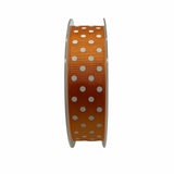 Nastro Grosgrain Arancione a Pois 25mm