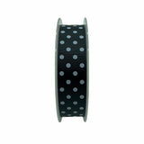 Nastro Grosgrain Nero a Pois 25mm