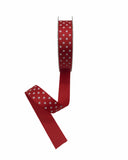 Nastro Grosgrain Rosso a Pois 25mm Srotolato