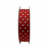 Nastro Grosgrain Rosso a Pois 25mm