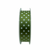 Nastro Grosgrain Verde Secco a Pois 25mm