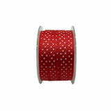 Nastro Grosgrain Rosso a Pois 10mm