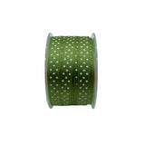 Nastro Grosgrain Verde Secco a Pois 10mm