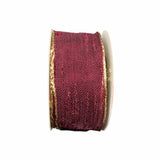 Nastro Animato Retino Vintage Bordeaux Bordi Oro 10mt 34mm