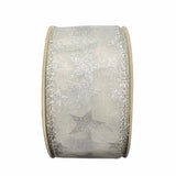 Nastro Animato Organza Stelle 38mm Argento